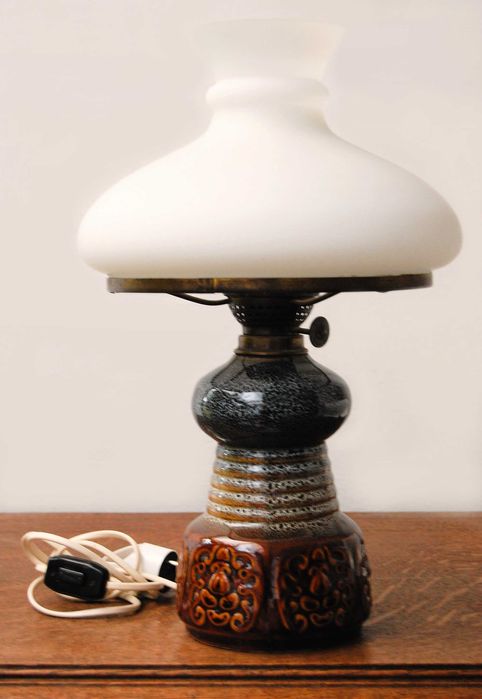 Lampa stołowa ceramiczna, ceramika, Polmo Wałbrzych, PRL, vintage