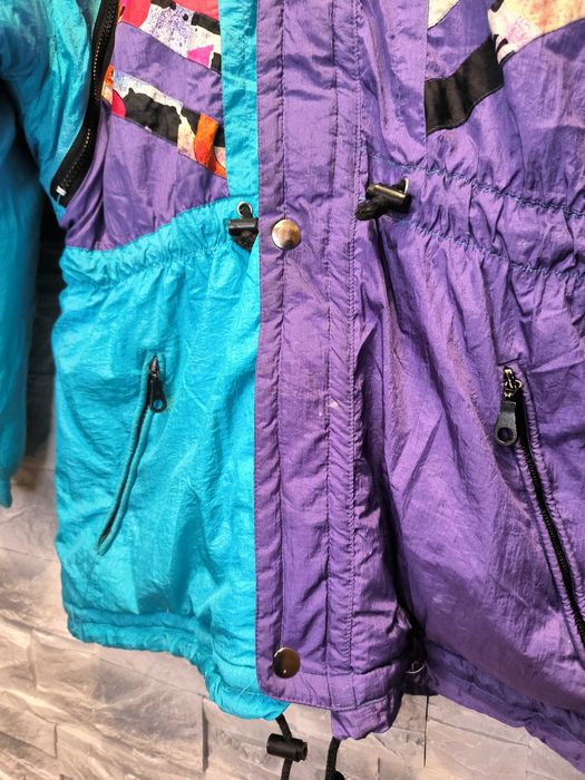 Vintage Kurtka Damska Parka Kolorowa Wzorki Zimowa