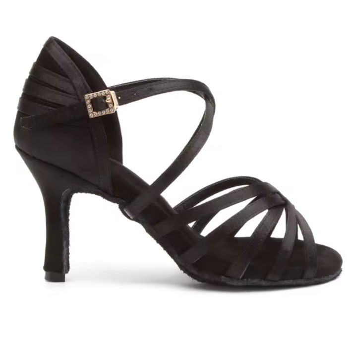 Buty taneczne damskie czarne satynowe 8 cm rozmiar 37