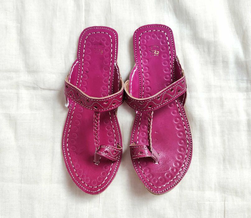 Skórzane japonki kohalpuri 38 fiolet orientalne boho hippie retro skór