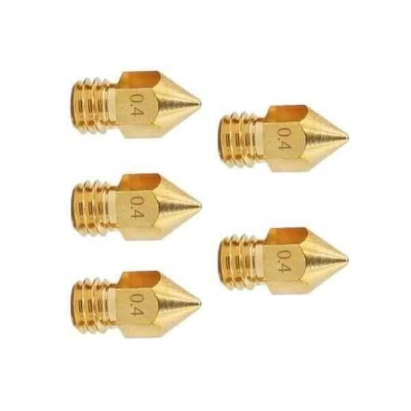 Package of 5 Nozzles, 0.4 mm, for MK8 3D Printers – Ender, Anet – New64740763167619120