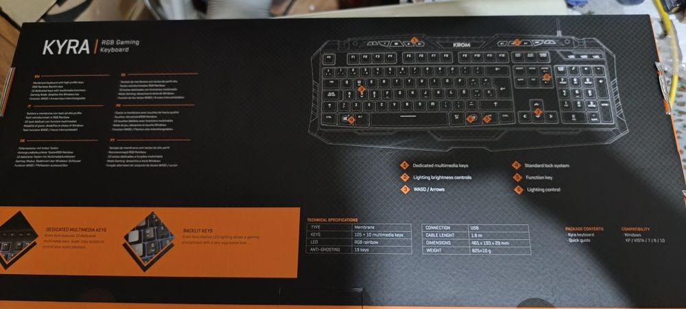 Teclado mecânico gaming Teclado Gaming KROM Kyra RGB