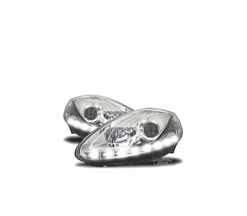 CONJUNTO DE FARÓIS PARA FIAT GRANDE PUNTO 199 05-08 DRL INSIDE LUZES DIURNAS LED CROMADOS