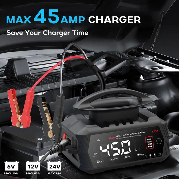 Зарядний пристрій HTRC C45 45A 12V 24V LiFePO4 AGM авто зарядка