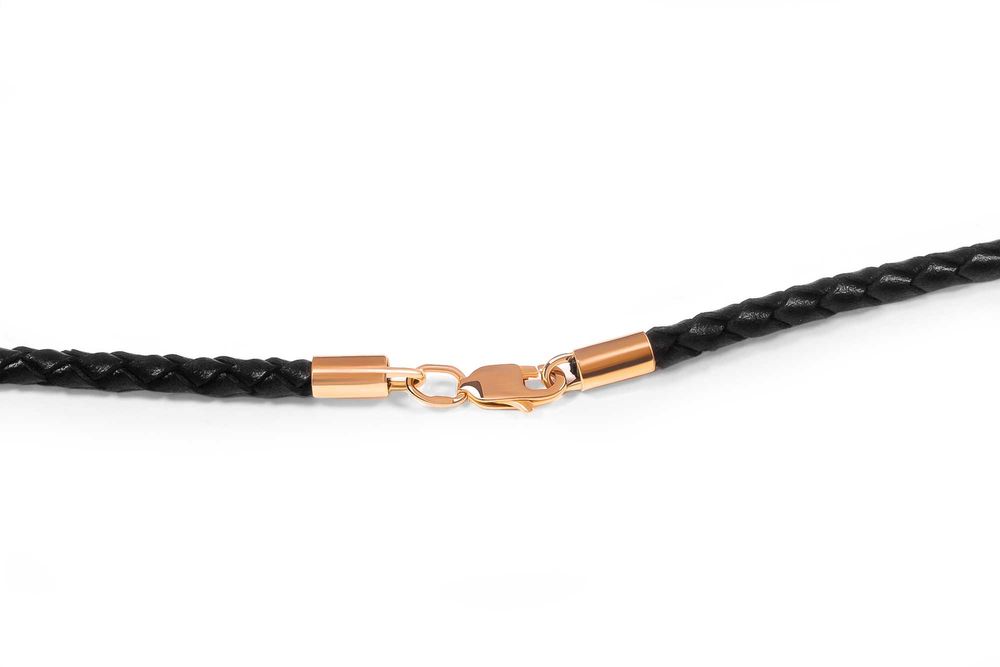 Кожаный шнурок со вставками из желтого золота