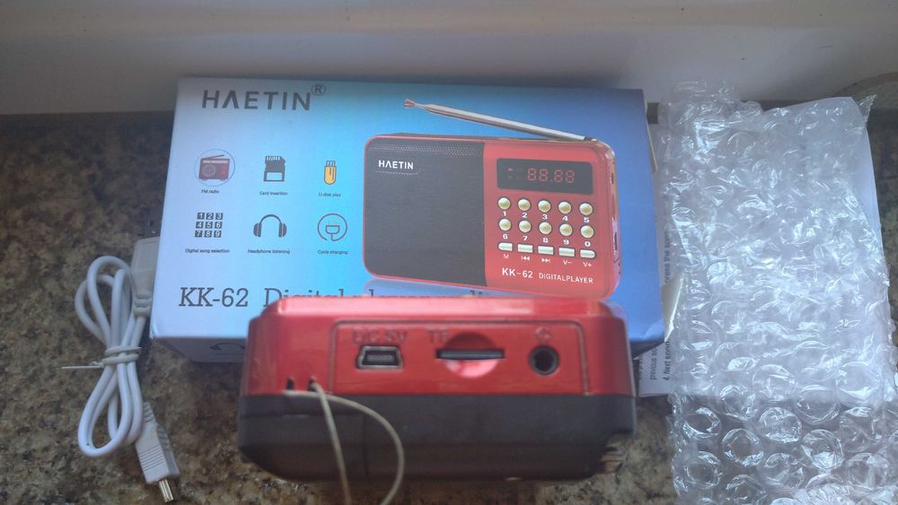 Radio NOVO FM AM leitor mp3 USB coluna portátil gravador MICROSD