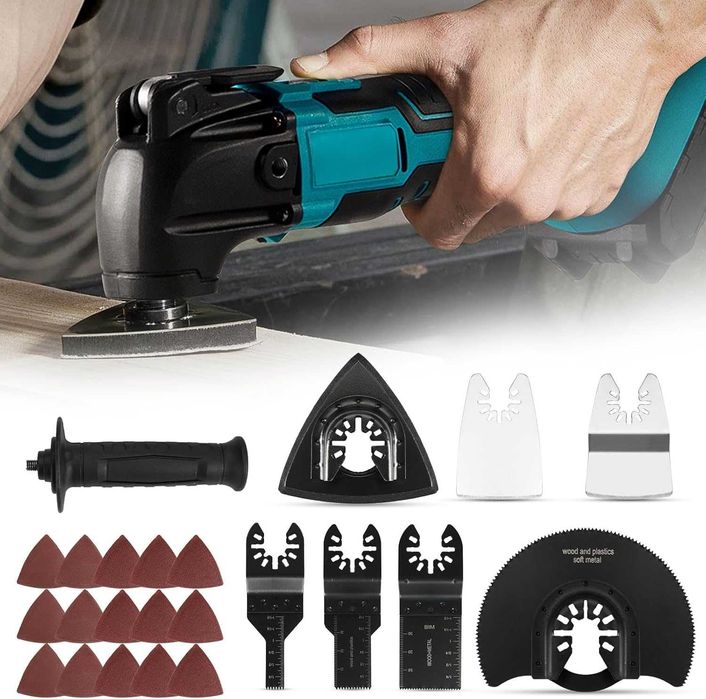 Narzędzie oscylacyjne, Multitool kompatybilny z Makita 18V, akcesoria, bez akumulatora