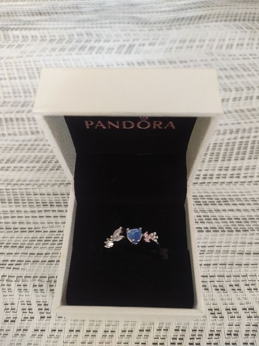 Pierścionek niebieski pleciony kwiaty delikatny NOWY regulowany