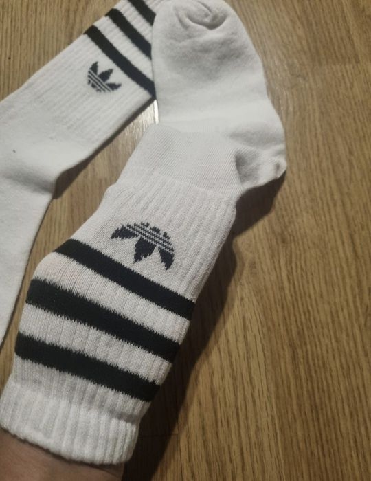 Skarpety wysokie 3 pary białe czarne paski długie