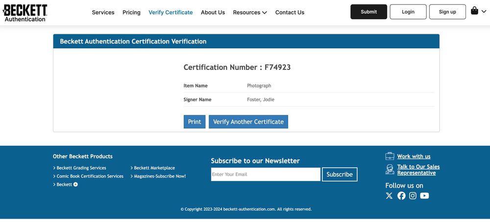 ! AUTOGRAF Jodie FOSTER fotografia 20x25 cm Certyfikat TAKSÓWKARZ