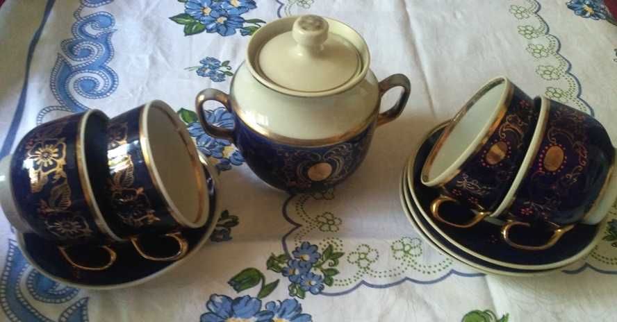 Чашка чашки блюдце сахарница кобальт Довбышский фарфор.з-д