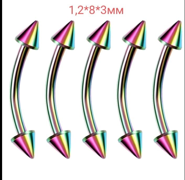 Пірсинг сережка в брови мікро банан штанга брідж смайл брів