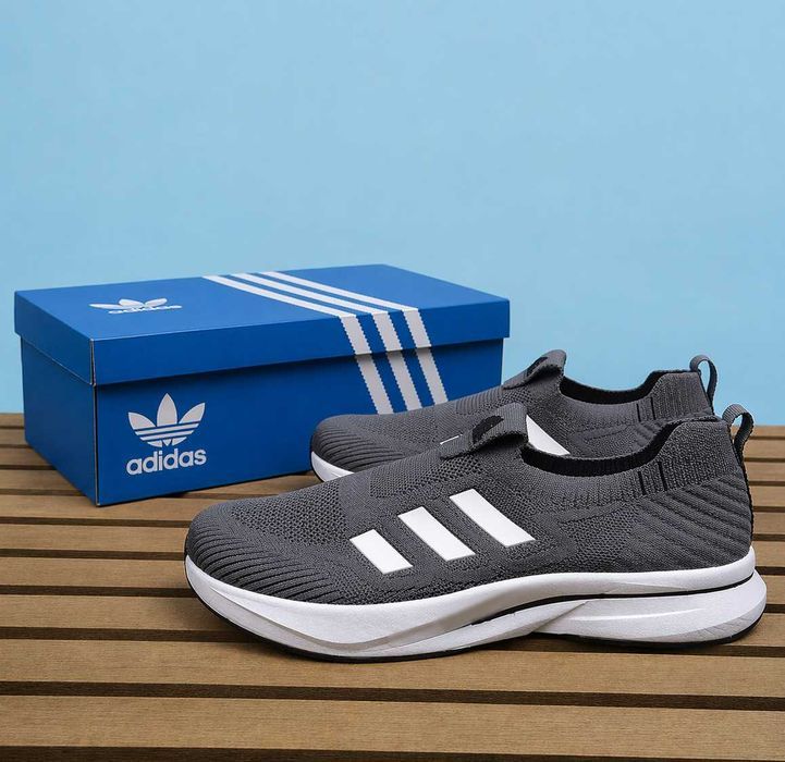 (2312) Легкі кросівки тапочки Adidas повномірні темно сірі (41-46) адідас