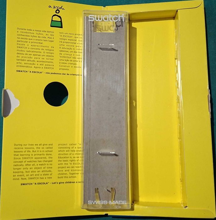 Caixa completa para relógio Swatch A Escola, Ano 2000