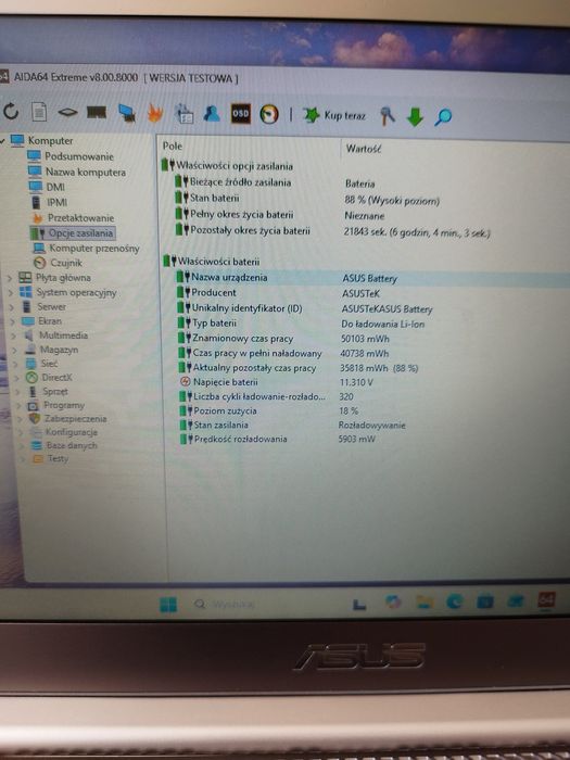 Asus zenbook i5/8/SSD500/Win11