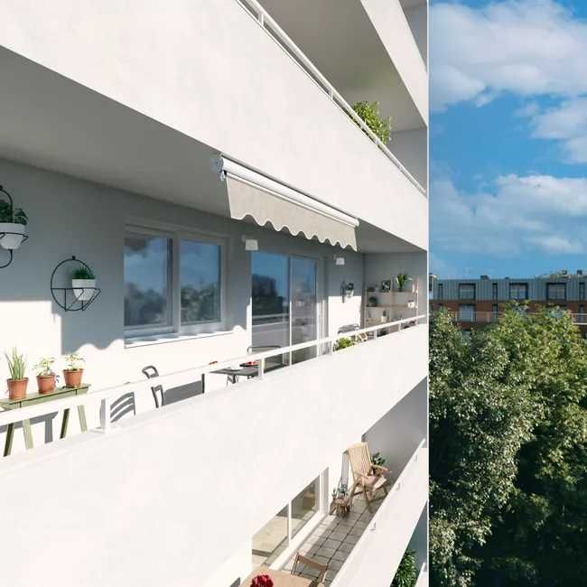 Toldo de tela plana com rolo manual semi-caixa branco 3mx2.5m liso bege Naterial Balcony