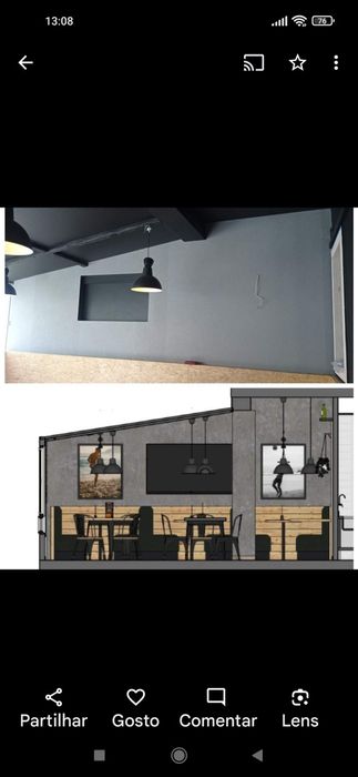 Aplicação de papel de parede.