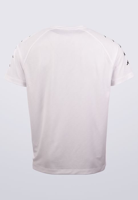 T-shirt biały logowany na rękawach Kappa L