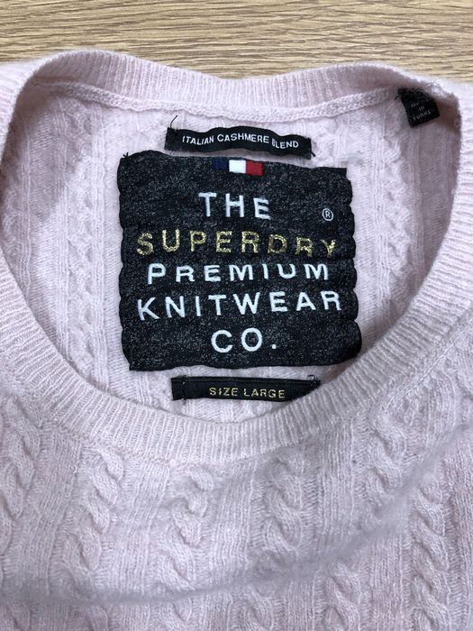 Superdry Premium Knitwear roz. M damski różowy sweter z dodatkiem kasz