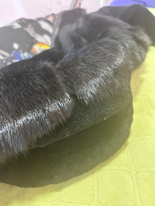 Шуба мутон з норкою 110 см