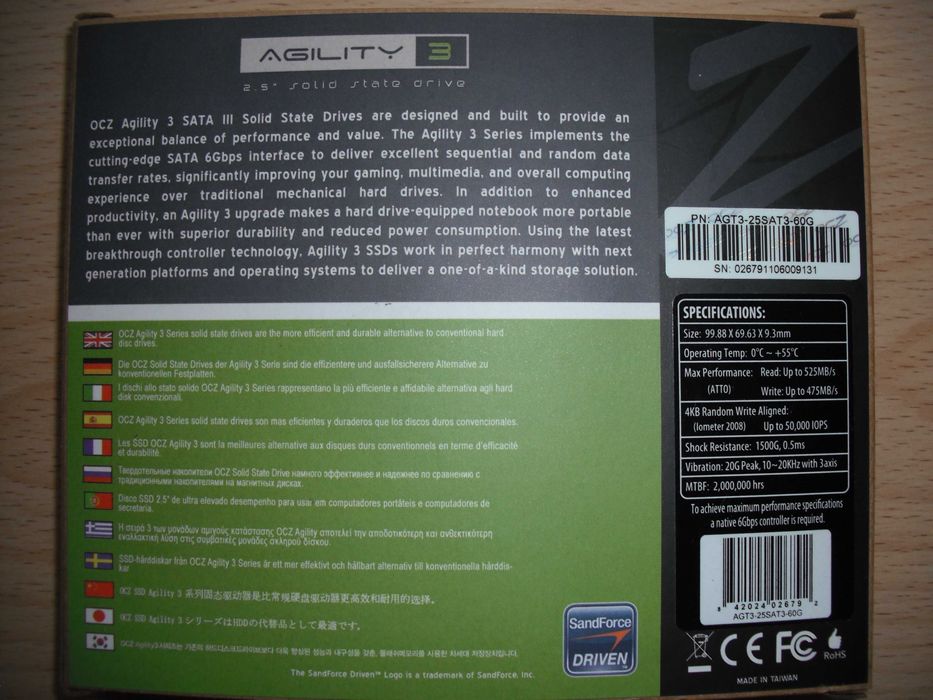 Disco SSD OCZ Agility 3 60GB