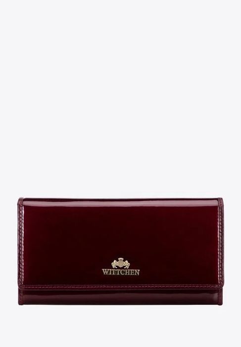 Witchen Damski portfel ze skóry lakierowanej podłużny bordowy