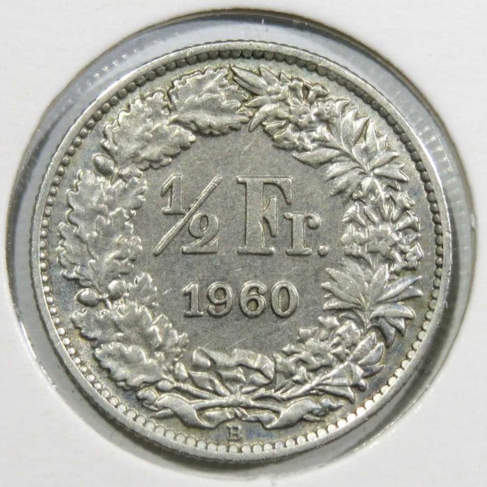SUÍÇA — ½ Franco em PRATA 835‰ 1960 MBC+