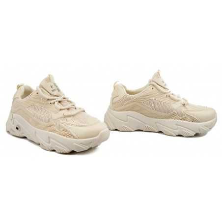 Sportowe sneakersy na grubej podeszwie beżowe r 39