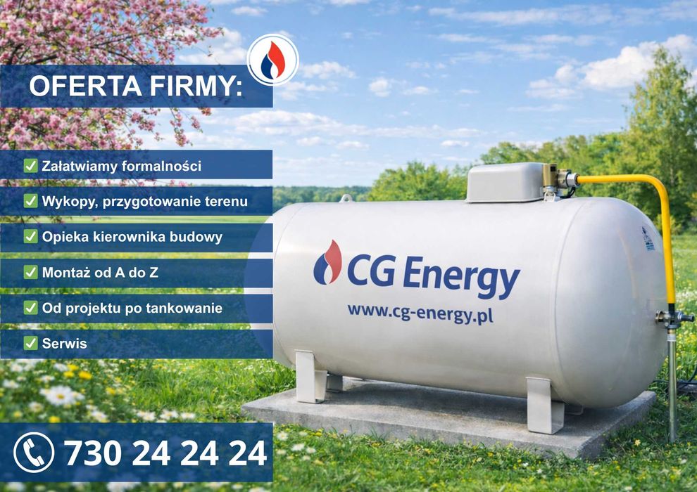 Zbiornik na gaz propan 2700, 4850, 6400 montaż, płynny gaz
