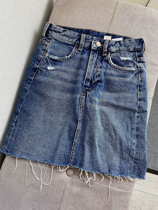 Джинсова спідниця міні з високою талією