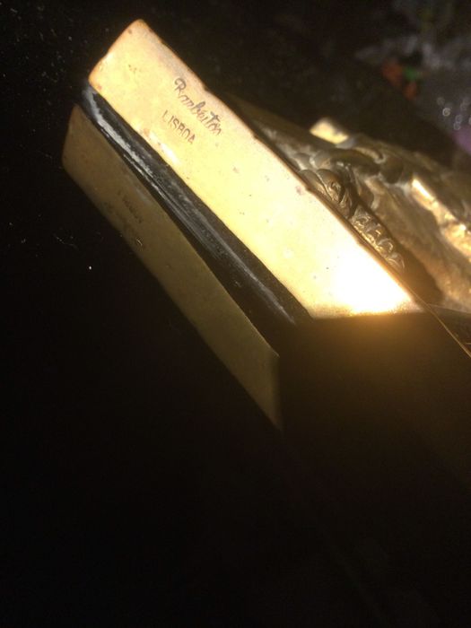 Ceia de Cristo Bronze Vidro Assinada Barbeitos Lisboa 74 cm