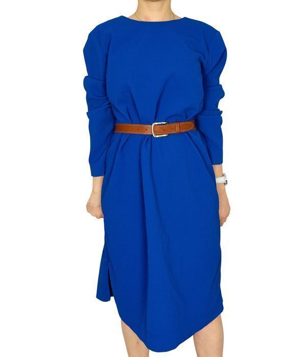 Niebieska sukienka z bufkami XL 42