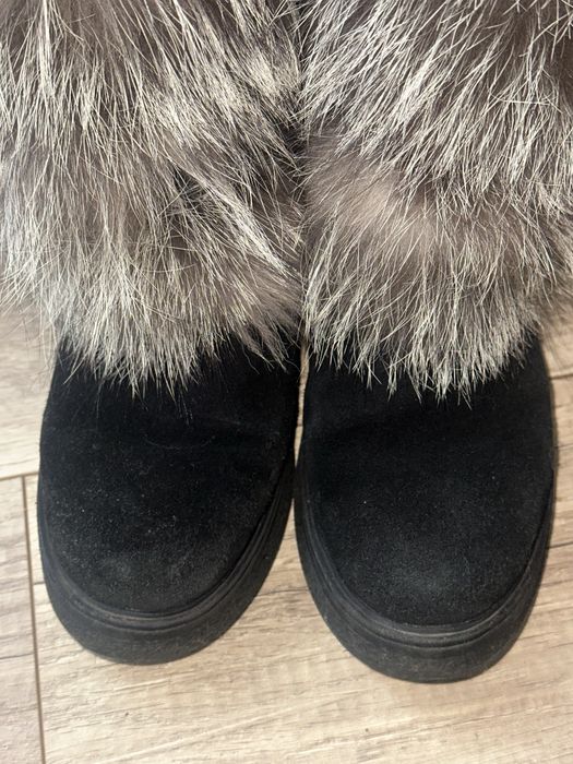 Жіночі зимові сапожки натуральна замша хутро чорнобурки