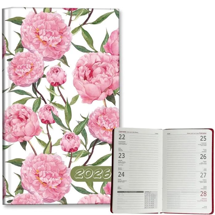 Kalendarz 2026 A6 tygodniowy Peonie. EV-Corp