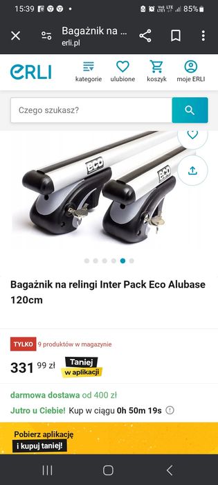 Bagażnik dachowy na relingi