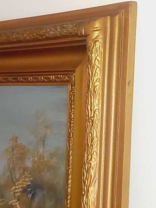 Quadro pintura a óleo, tema rural 129 x 79 cm