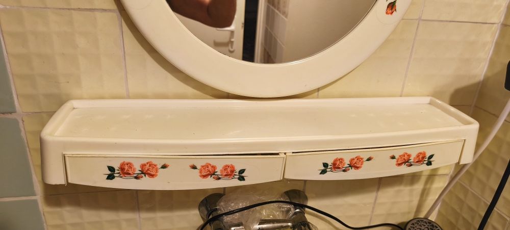 Retro zestaw lustro plus półka PRL tworzywo