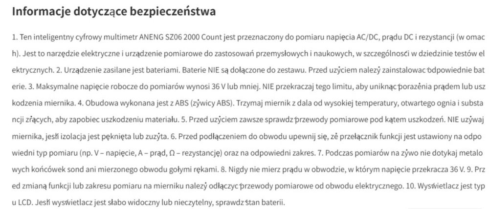 Multimetr cyfrowy z testerem napięcia ANENG SZ06