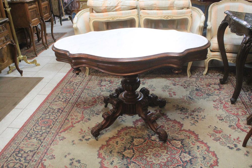 Stół eklektyczny 2 szufladki - blat marmur - Gryfino