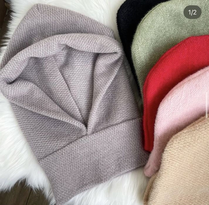 Капор сірий ангоровий