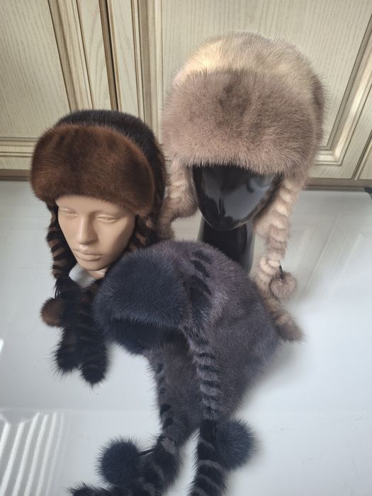 Шапка-ушанка з норки