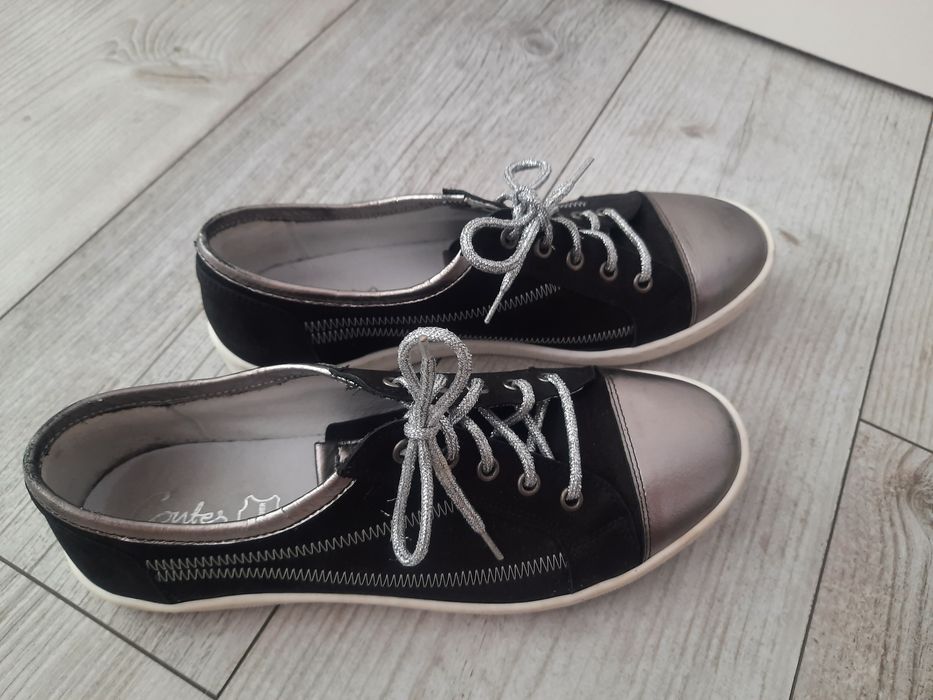 Contes półbuty buty tenisówki trampki skórzane czarne skóra 40