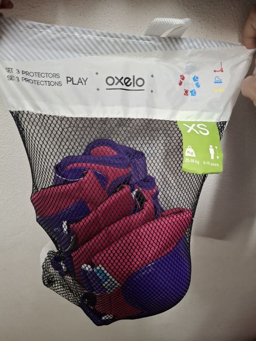 Patins em linha de menina, capacete e proteções