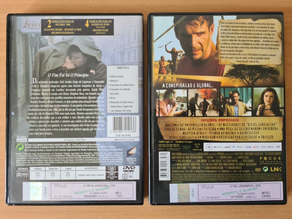 2 filmes com Ralph Fiennes O Fiel Jardineiro e O Fim da Aventura
