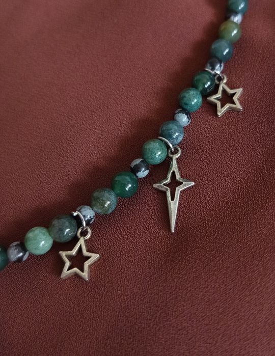 Gotycki naszyjnik, biżuteria handmade z kamieni i zawieszek