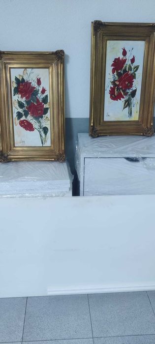 Conjunto 2 quadros pintados à mão