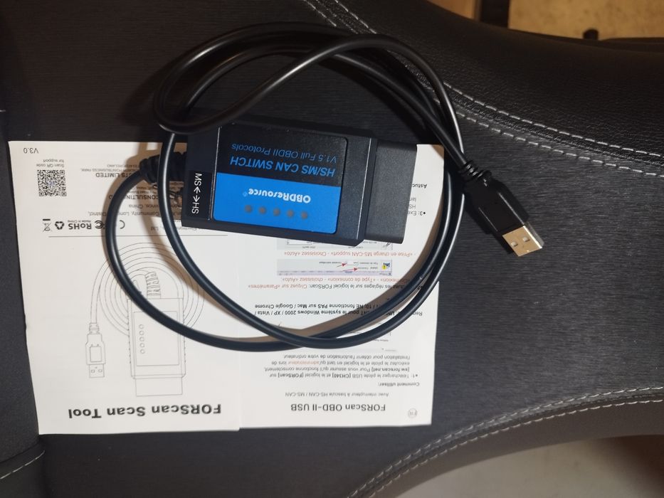 Cabo Diagnóstico OBD2 USB ELM327 c/ Interruptor (Especial FORScan / Ford e Mazda)