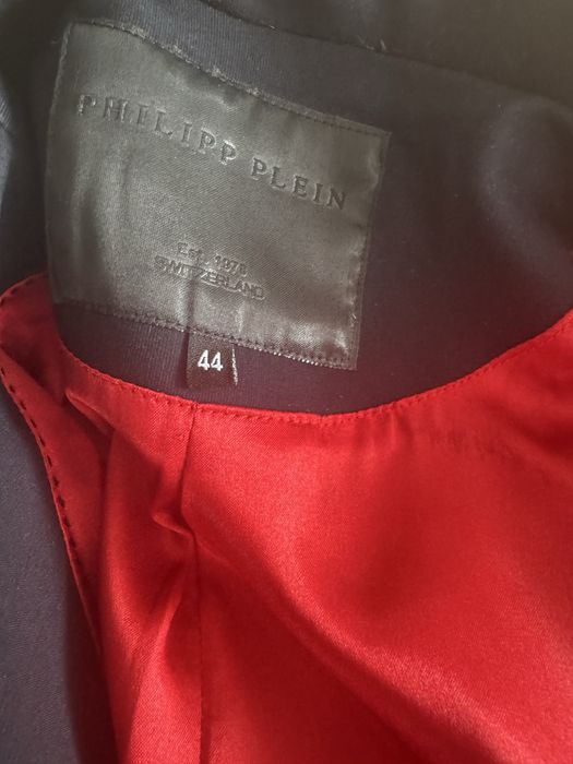 Синий блейзер Philipp plein с нашивками микимауса