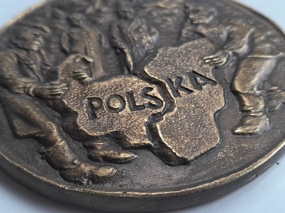 Plakieta Teheran Jałta Poczdam - rozbiór Polski (dwustronna)