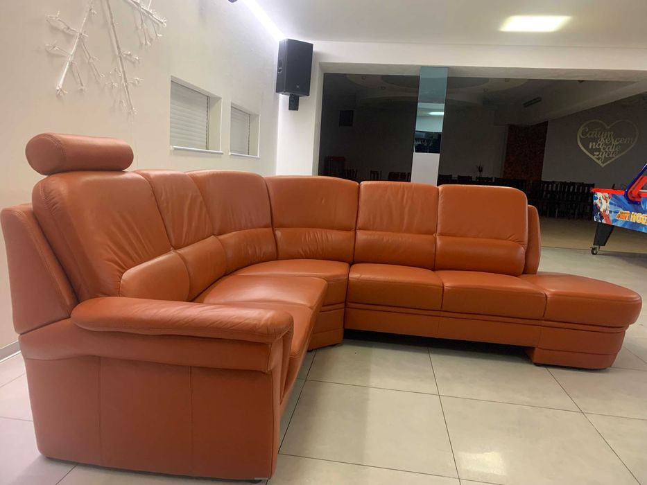 niemiecki narożnik skóra naturalna jak nowy signal orange